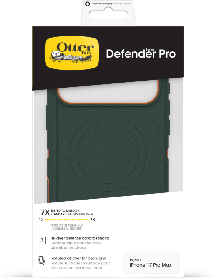 The OtterBox Defender Series Pro with MagSafe is the toughest case providing rugged protection against harsh drops. Equipped with MagSafe magnets and non-slip texturing.