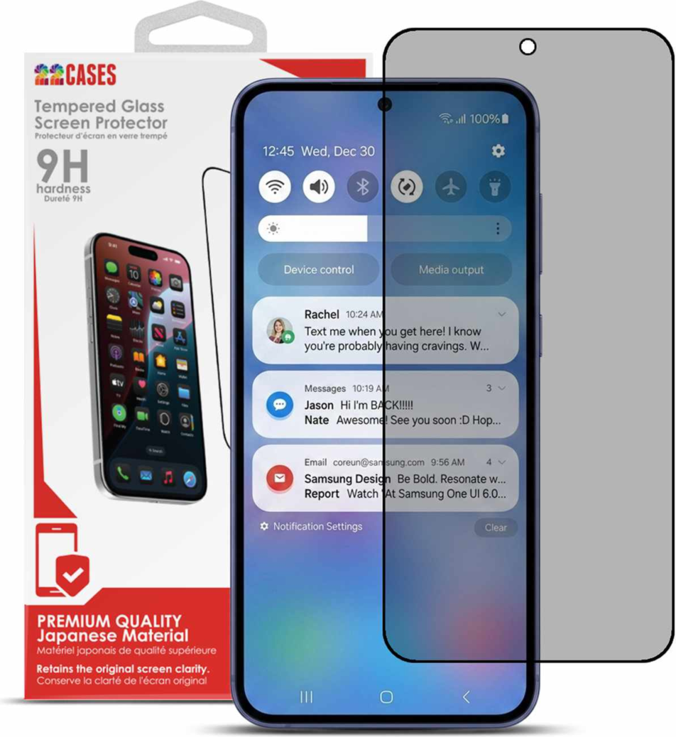 22 étuis - Protecteur d’écran en verre trempé de confidentialité pour Samsung Galaxy S26 FE transparent
