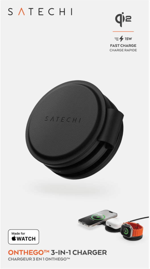 Satechi STQTG31K Chargeur sans fil 3-en-1 OntheGo Noir