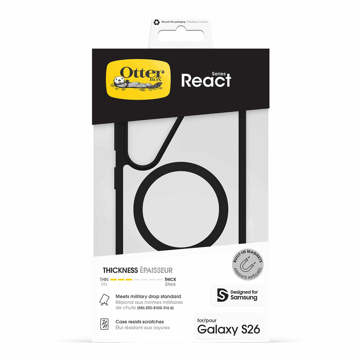OtterBox 7799917 Étui Profile avec Magnets Noir Cristal pour Samsung Galaxy S26