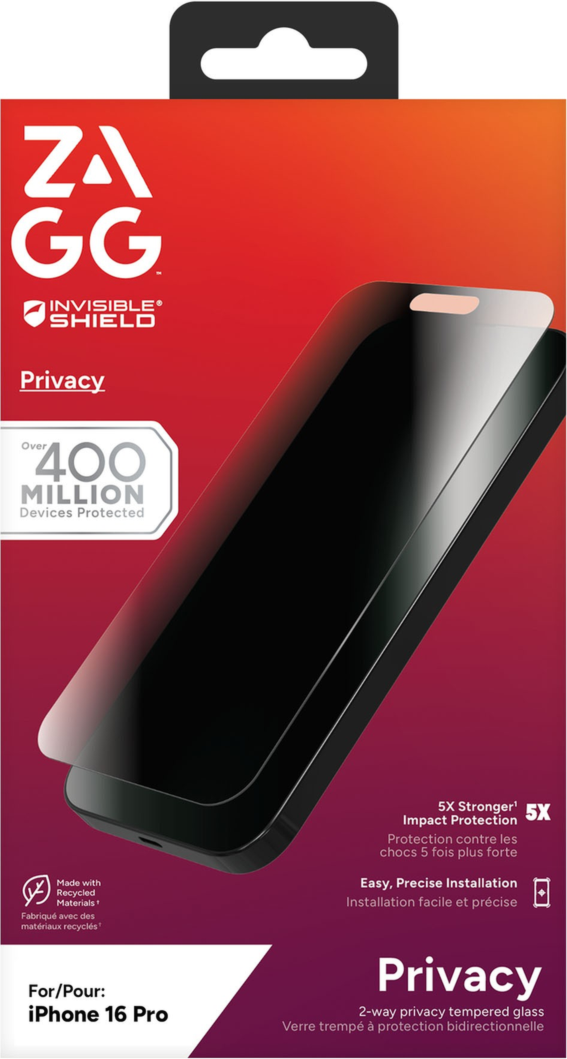 ZAGG InvisibleShield Glass Elite Privacy for iPhone 16 Pro - Black