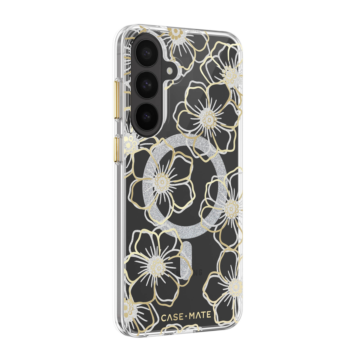 The Case-Mate Floral Gems MagSafe case features an eye-catching floral design accented with shimmering gemstones, creating a stunning complement to any device.