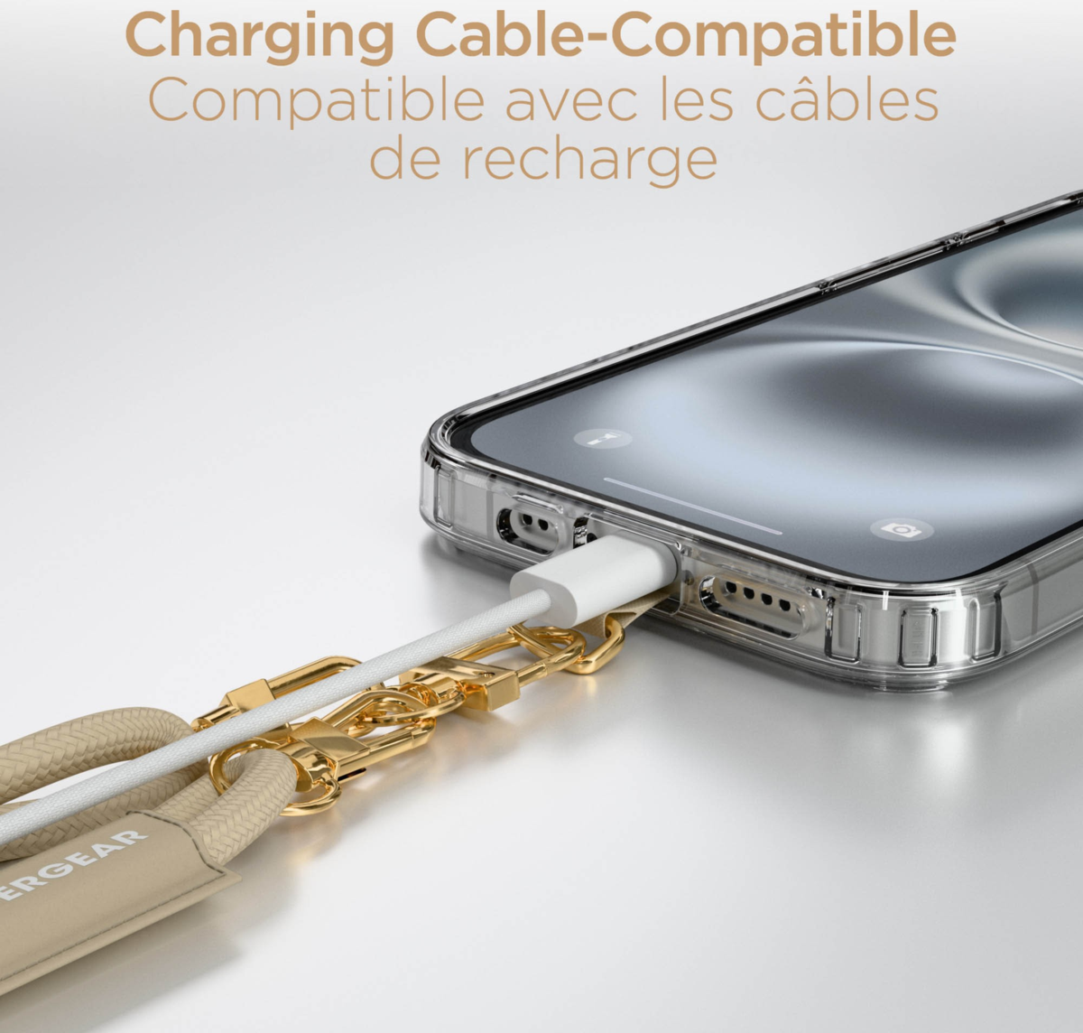 This HyperGear Universal Crossbody Phone Strap blends soft braided rope with polished gold metal accents for a chic, hands-free carry. It offers a secure, undroppable, and adjustable fit for any phone.