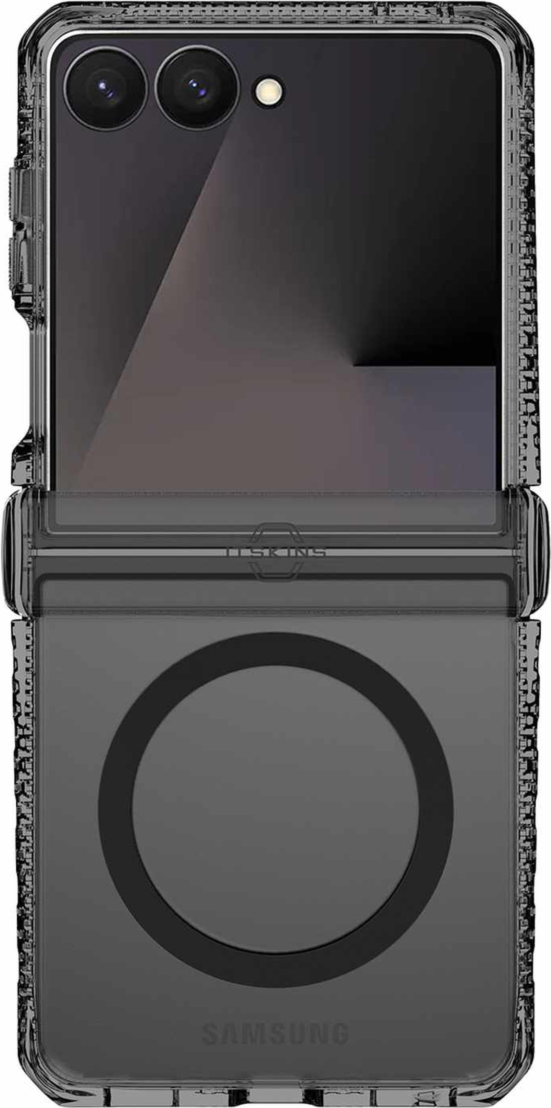 ITSKINS - Coque transparente Hybrid_R à charnière avec aimants, couleur « Smoke », pour Samsung Galaxy Z Flip8