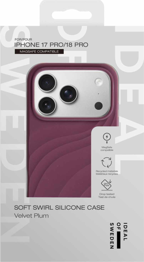 Ideal of Sweden - Coque Soft Swirl MagSafe en velours couleur prune pour iPhone 18 Pro/17 Pro