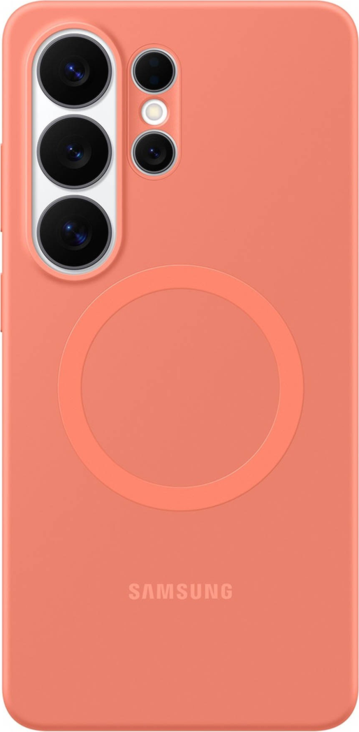 The Samsung Silicone Magnet Case offers a comfortable grip with a silky-smooth finish and a built-in magnet for seamless compatibility with magnetic charging and accessories.