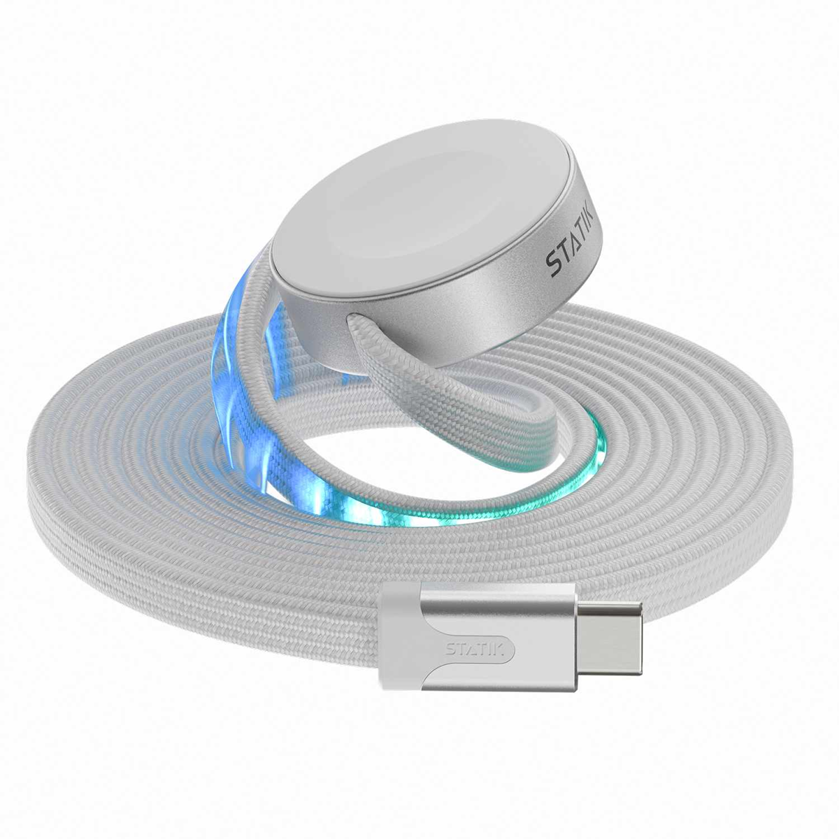 Statik - MagStack Duo Apple Watch Charger and Charge/Sync Cable USB-C 5 ft White