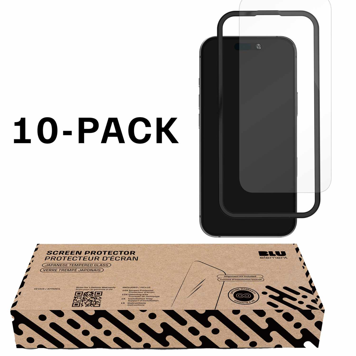 Blu Element - Tempered Glass Screen Protector 10-Pack for iPhone 17/iPhone 16 Pro in Bulk Packaging