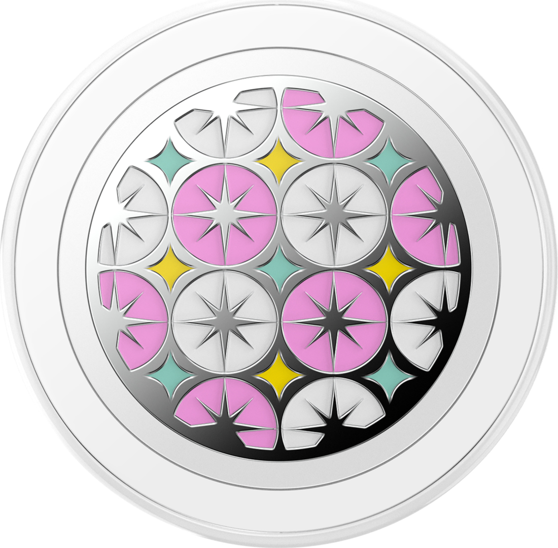 PopSockets 807477 PopGrip pour MagSafe Rond avec Anneau Adaptateur Enamel Atomic Wallpaper