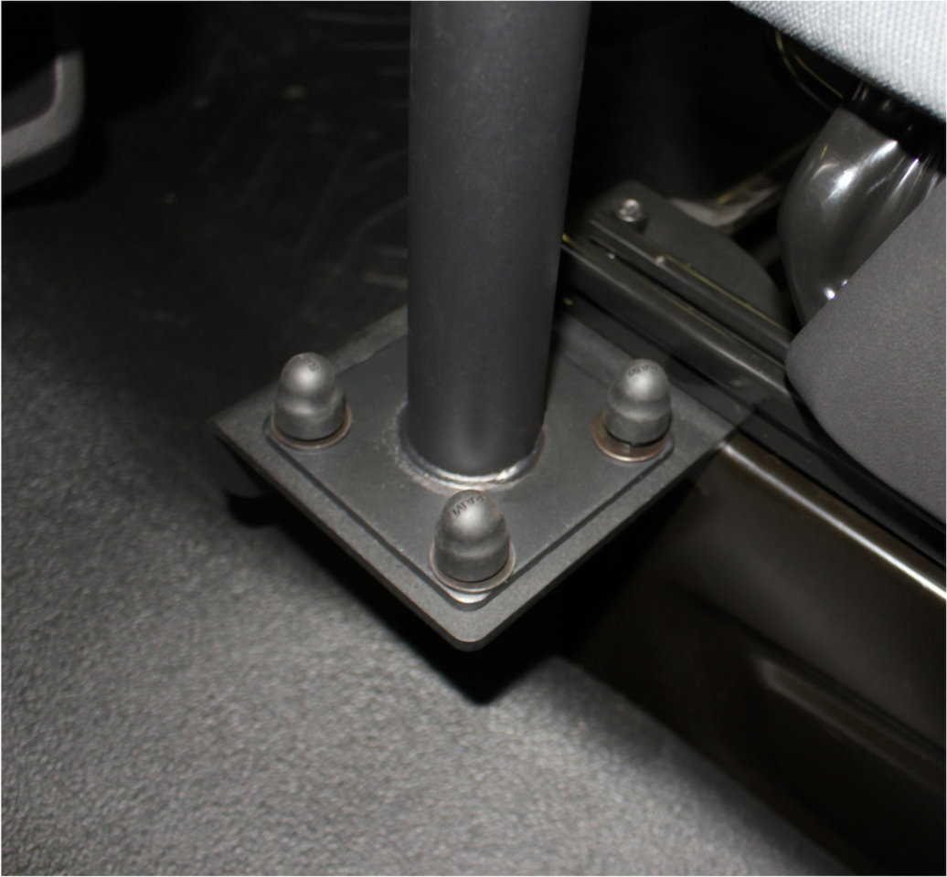 The RAM® No-Drill™ Laptop Mount for the Ford Transit Full Size Van features a heavy-duty steel mounting base custom designed to fit this vehicle perfectly.