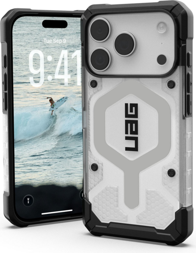 Urban Armor Gear (UAG) - Pathfinder Clear MagSafe Case for Apple iPhone 17 Pro - Ice and Silver