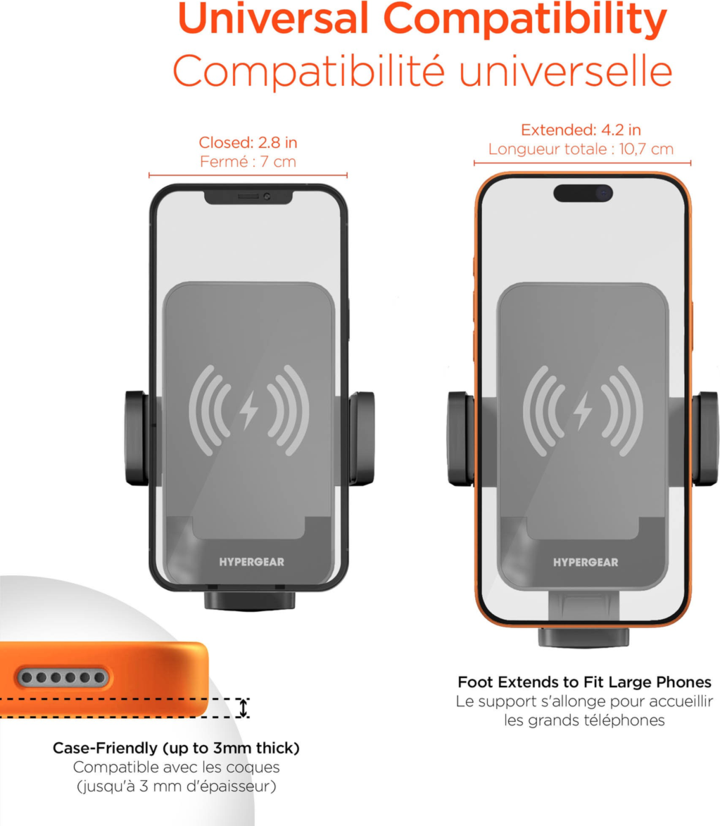 The HyperGear EZ Grip 15W Wireless Fast Charging Cup Holder Phone Mount securely holds and wirelessly fast charges compatible phones with adjustable cup holder mounting.