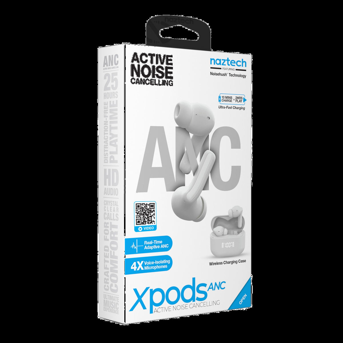 <p>Block the noise, feel the music with the Naztech Xpods ANC earbuds, featuring immersive audio, adaptive noise cancelling, 25 hours of playtime, and a wireless charging case.</p>