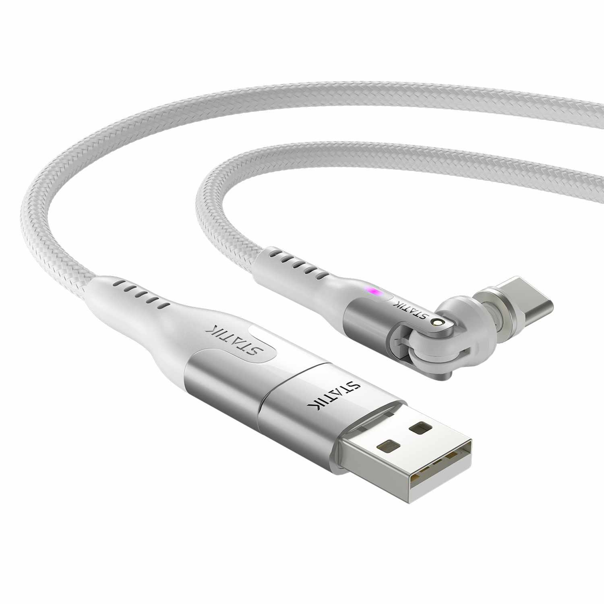Statik - PowerPivot Pro Nylon Braided Charge/Sync Cable USB-C to USB-C 6.6ft White