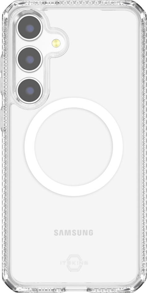 ITSKINS SGZRHMACRTRSP Étui Hybrid_R Clear Compatible avec MagSafe Transparent pour Samsung Galaxy S25