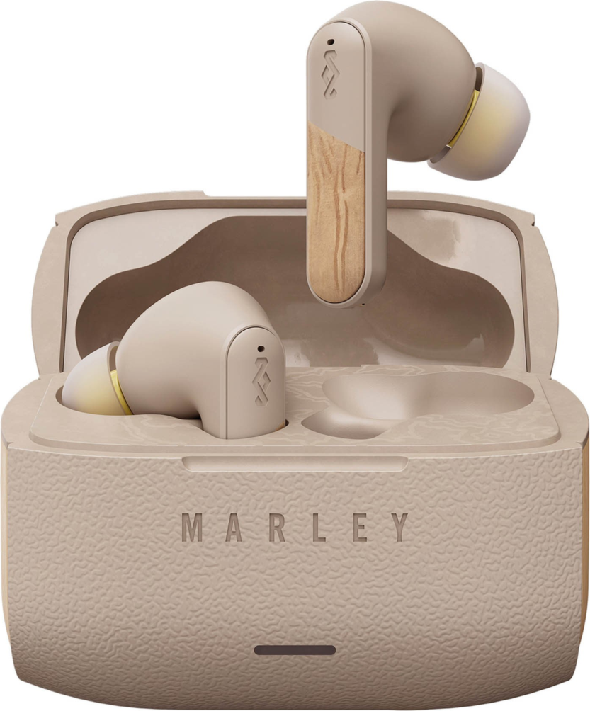 The House of Marley Trenchtown ANC Wireless Earbuds deliver immersive noise-cancelling sound and up to 24 hours of playtime, crafted from renewable bamboo and recycled plastics for sustainable listening.