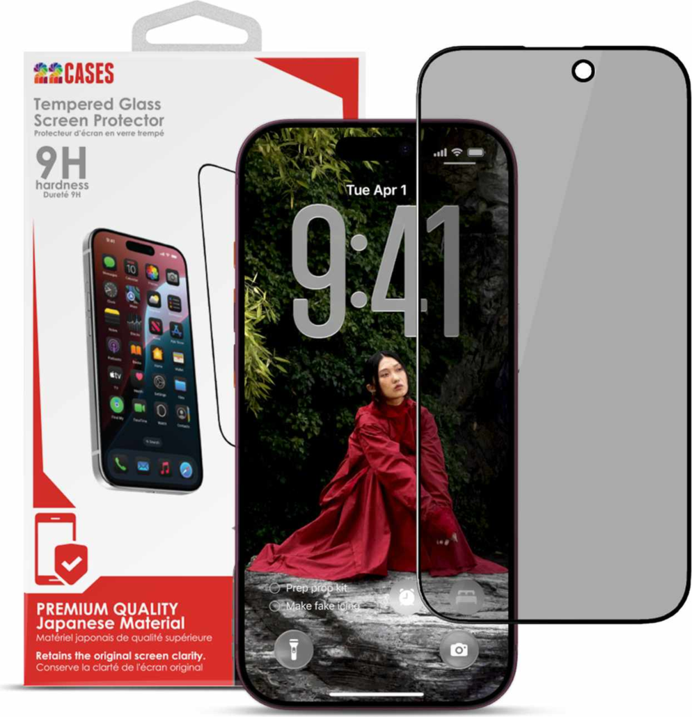 22 Cases - Privacy Glass Screen Protector with 2.5D Curved Edge for iPhone 18 Pro clear