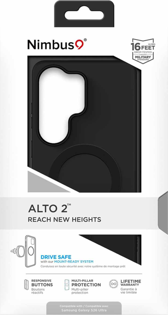 Nimbus9 N9ALMSSAMGS26UBLK Étui Alto 2 avec Magnets Noir pour Samsung Galaxy S26 Ultra