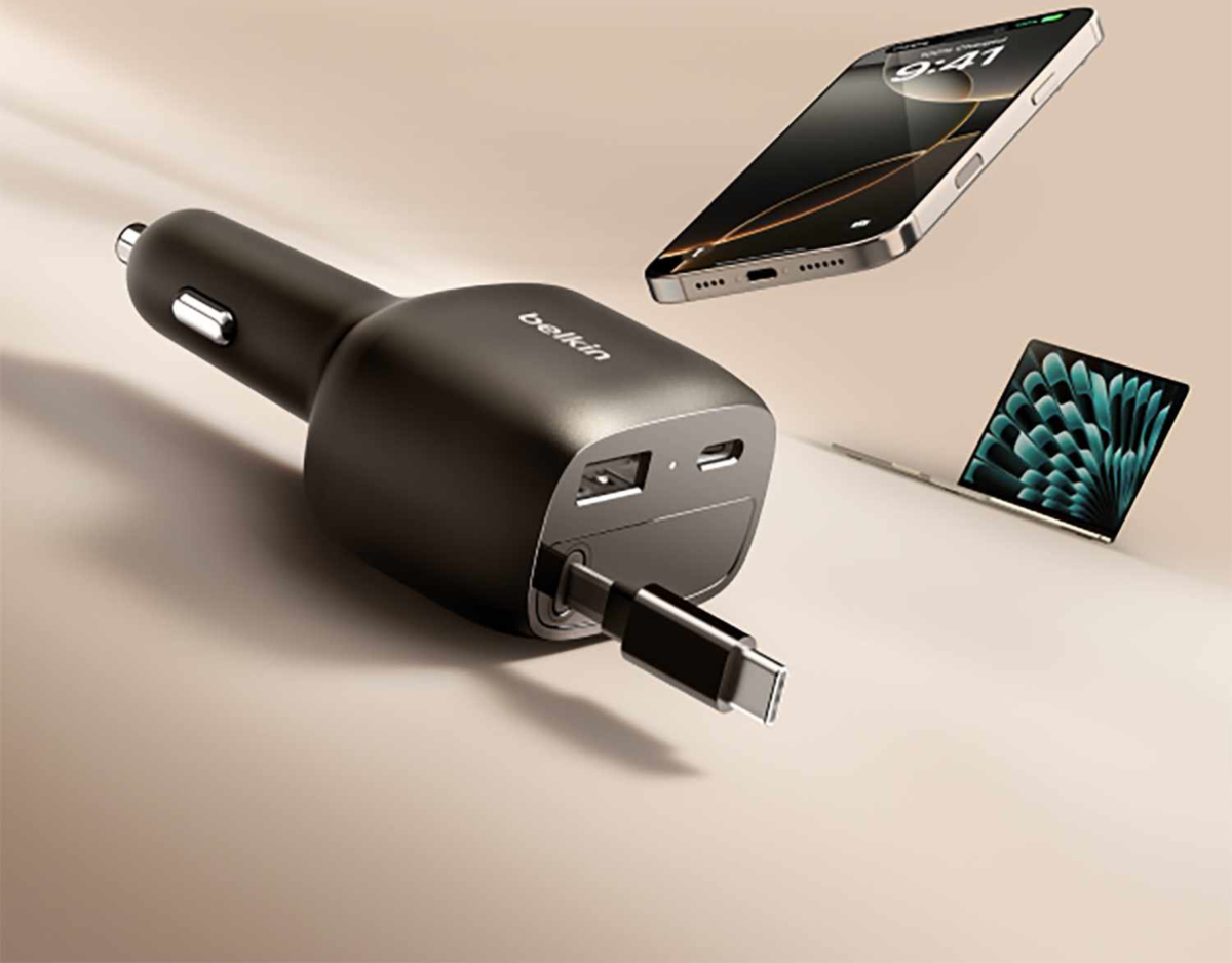 Belkin CCC001fqBK Chargeur de Voiture Rétractable BoostCharge 75W Noir