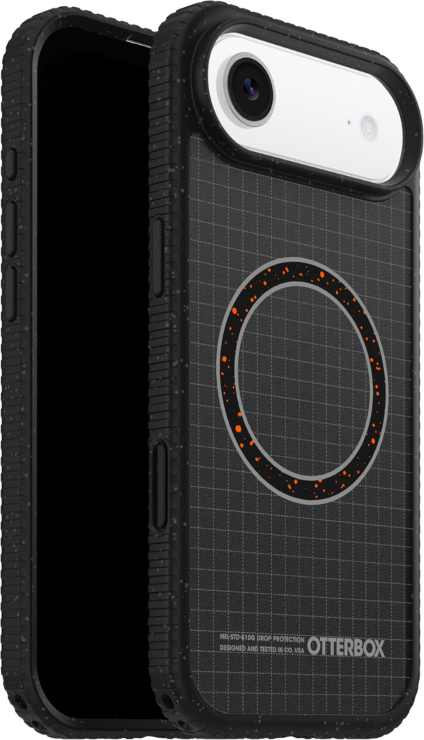 The OtterBox Sole Series features a grippy, high-ridge tread and unique ombré fabric back for secure style. It offers MagSafe compatibility and a removable lanyard loop.