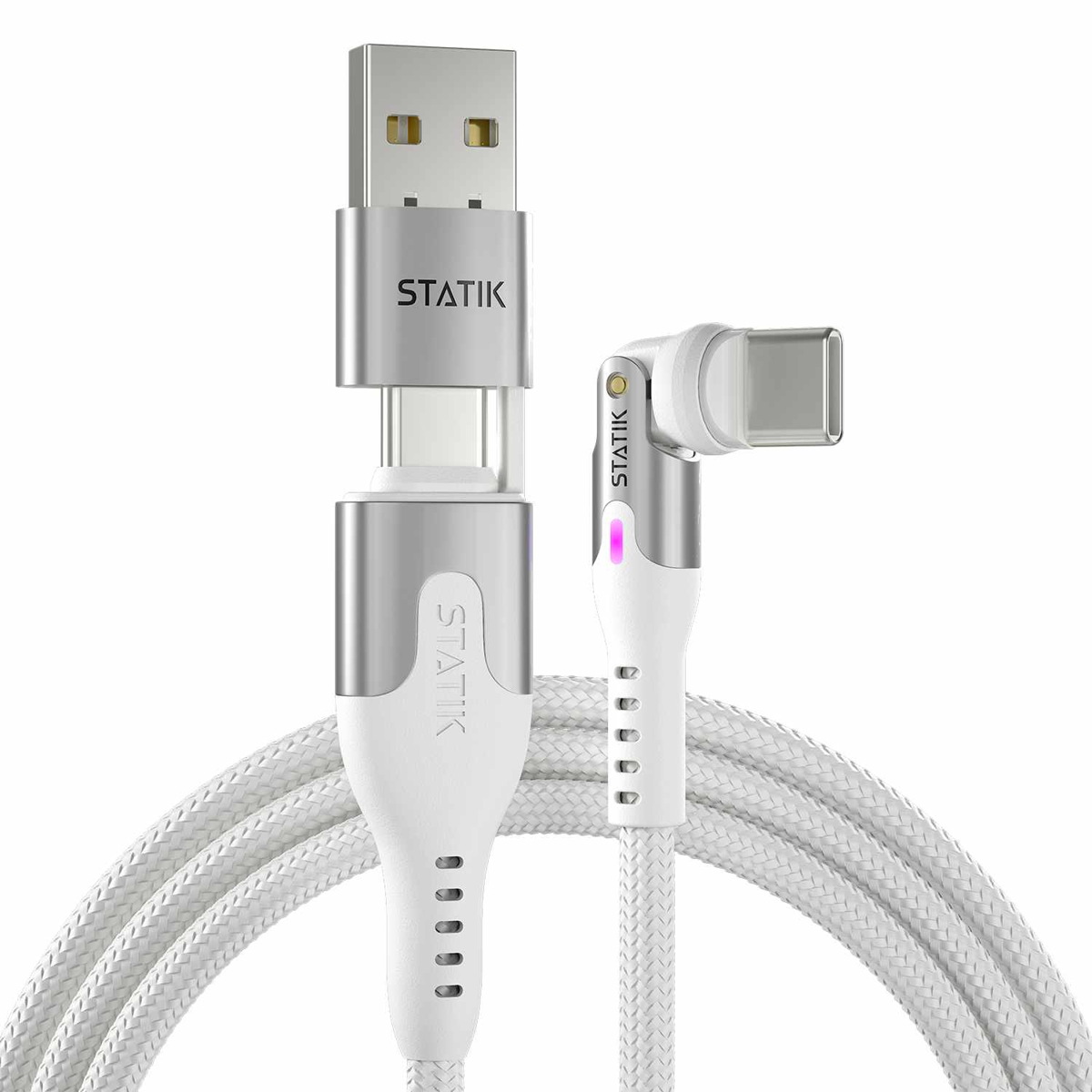 Statik - 360 Pro Universal Magnetic Charge/Sync Cable 6.6 ft White