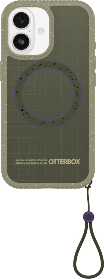 The OtterBox Sole Series features a grippy, high-ridge tread and unique ombré fabric back for secure style. It offers MagSafe compatibility and a removable lanyard loop.