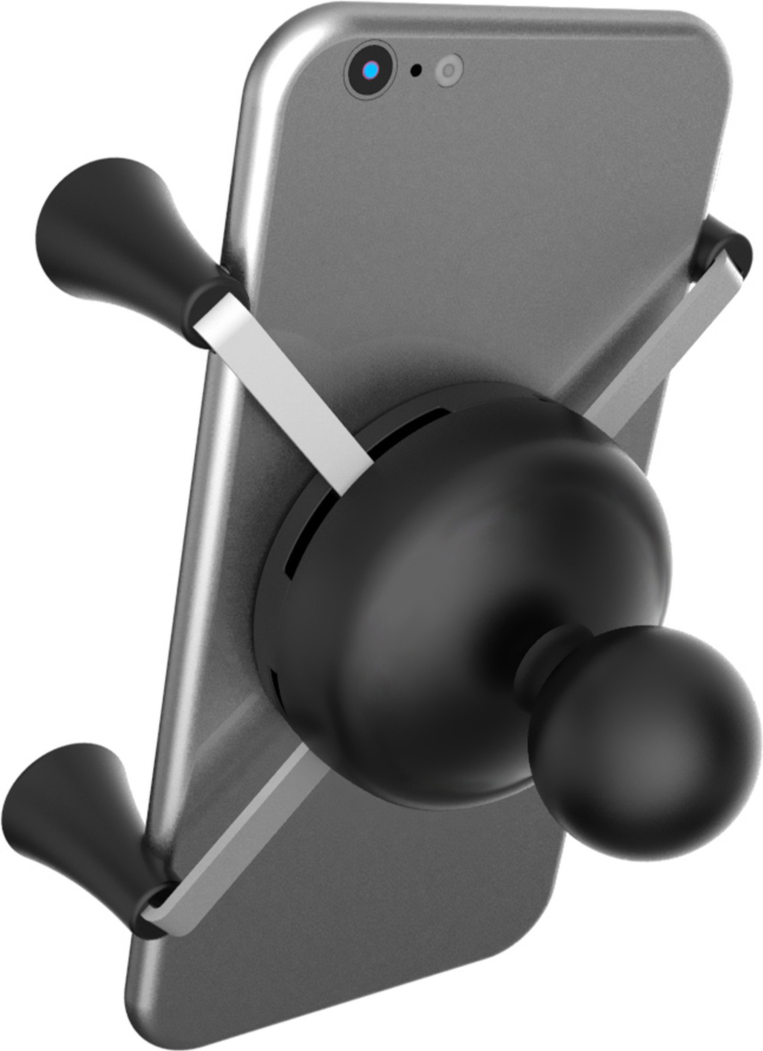 Secure any phone confidently using the RAM X-Grip Universal Phone Holder for B size 1” ball RAM Mounts. The Spring Loaded ‘X’ design with rubber caps sports great holder power without hiding the phone.