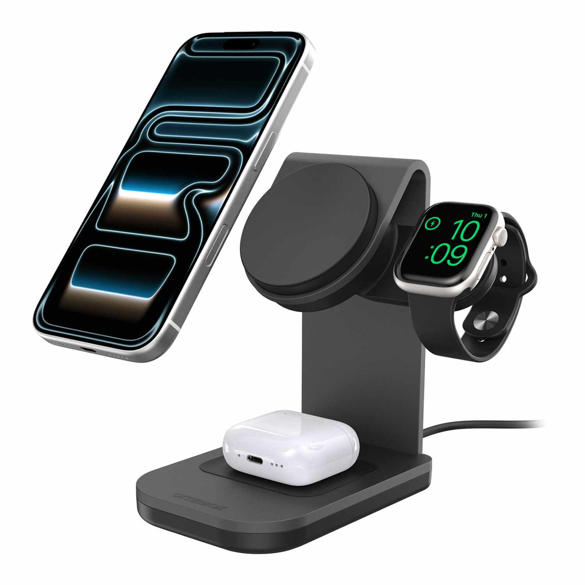 OtterBox - Qi2 3-in-1 Wireless Charging Stand 25W Black