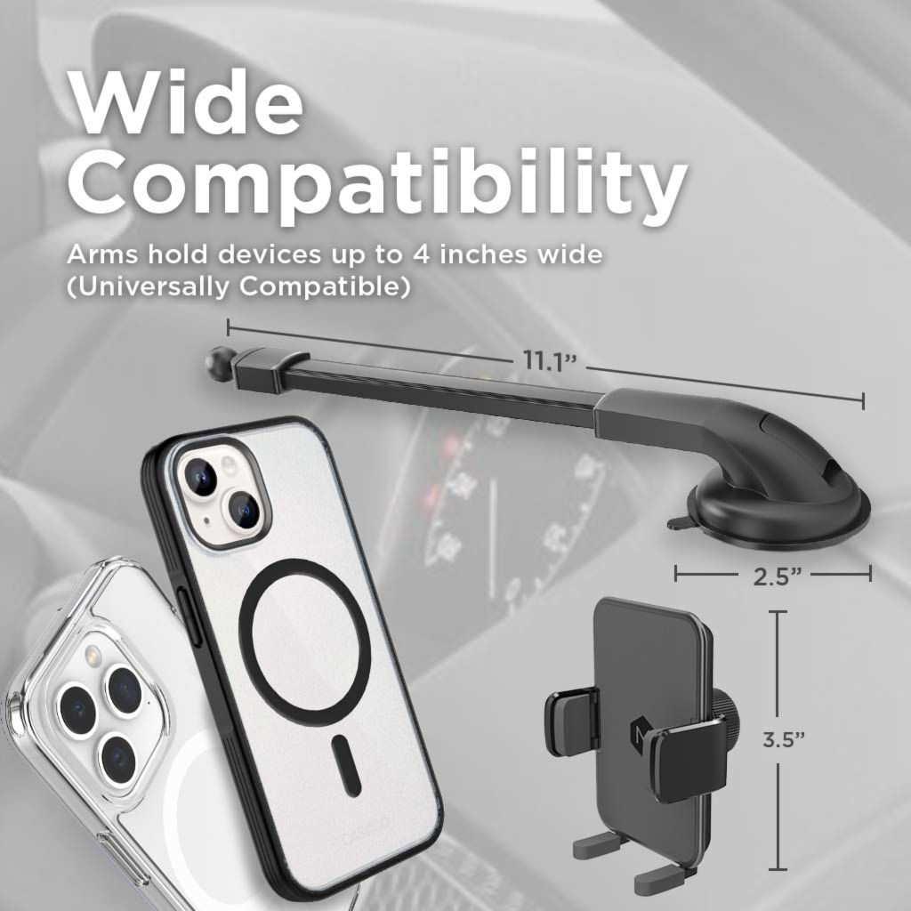 MagSafe magnetic dash mount offers hands-free rapid charging Adaptable mounting: Fits various dashboards and offers multiple viewing angles
N52 Neodymium Magnets: Tackles rough terrains, keeping your phone securely attached
360° Viewing angle with tilt and rotation ability
Compatible with iPhone 12, 13 14 and 15 series
Designed, Assembled, and Packaged in Canada