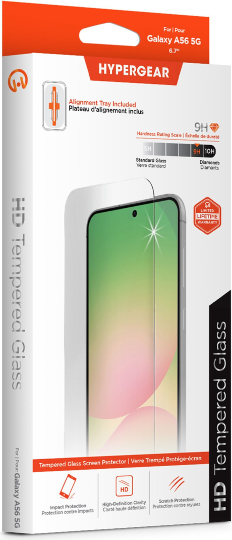 The HyperGear HD Tempered Glass Screen Protector is a tough, ultra-thin screen protector that safeguards devices against drops, scratches, and bumps.