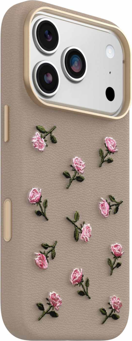 OtterBox - Symmetry Cactus Leather Embroidery MagSafe Case Cottage Rose for iPhone 18 Pro/17 Pro