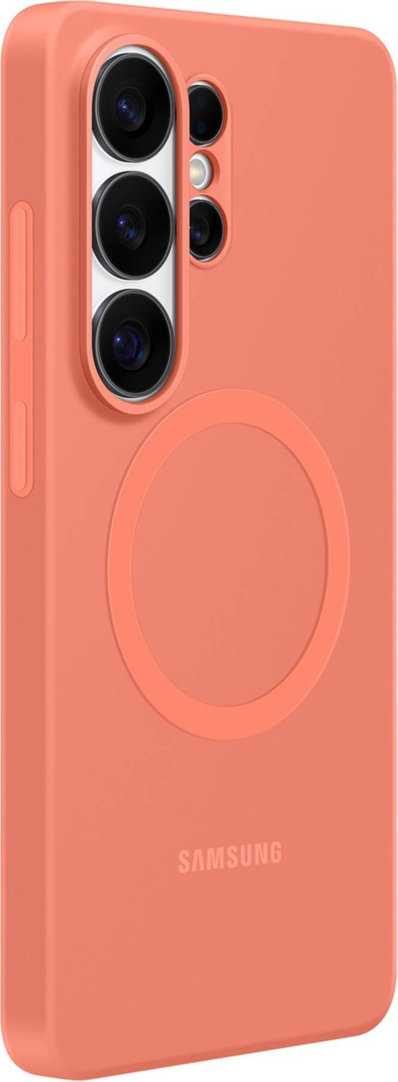 The Samsung Silicone Magnet Case offers a comfortable grip with a silky-smooth finish and a built-in magnet for seamless compatibility with magnetic charging and accessories.