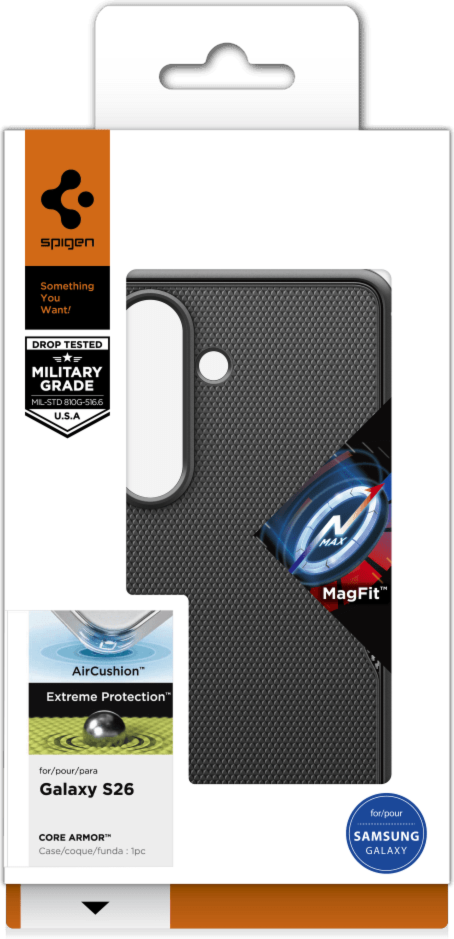 Spigen - Coque Core Armor avec aimants, noir mat, pour Samsung Galaxy S26