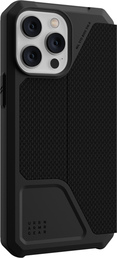 A lightweight wallet design backed by military-grade protection. The UAG Kevlar Metropolis folio is for those looking to keep credit cards and a phone in one place and protected.
