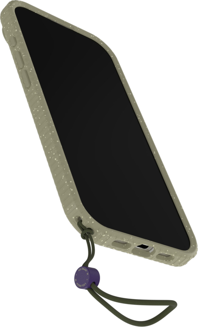 The OtterBox Sole Series features a grippy, high-ridge tread and unique ombré fabric back for secure style. It offers MagSafe compatibility and a removable lanyard loop.