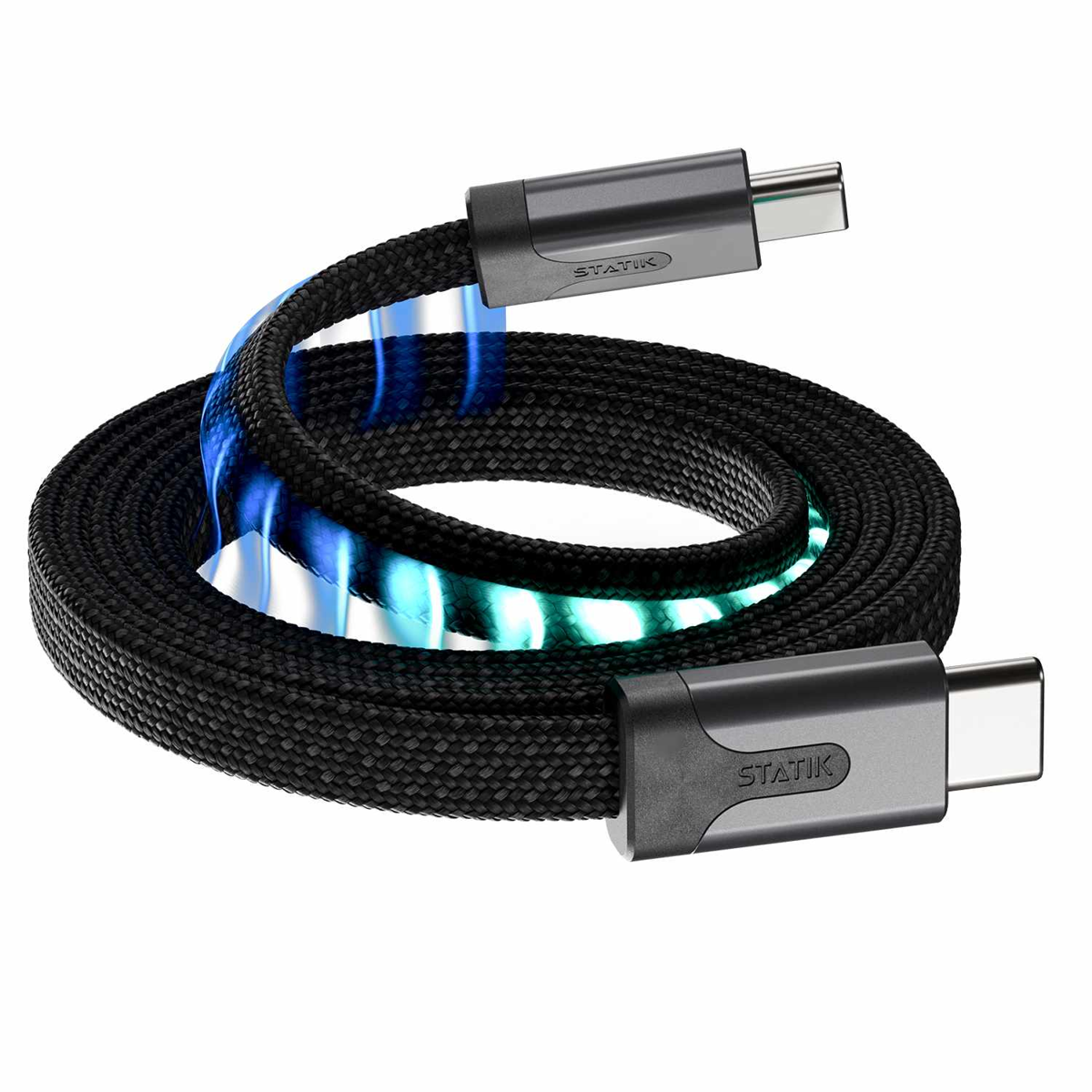 Statik - MagStack Slim Pro Charge/Sync Cable USB-C to USB-C 6.6ft Black