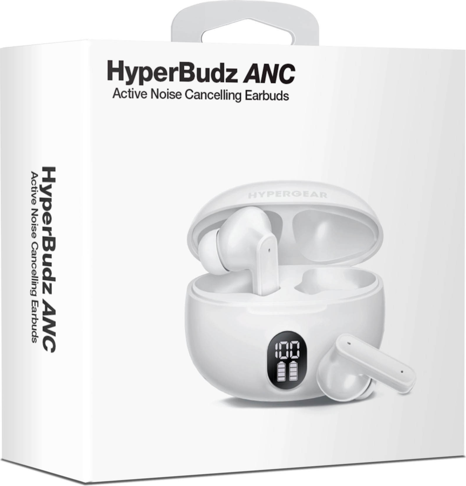 HyperGear HyperBudz ANC True Wireless Earbuds deliver HD sound with dynamic bass, active noise cancellation, and up to 24 hours of total playtime.