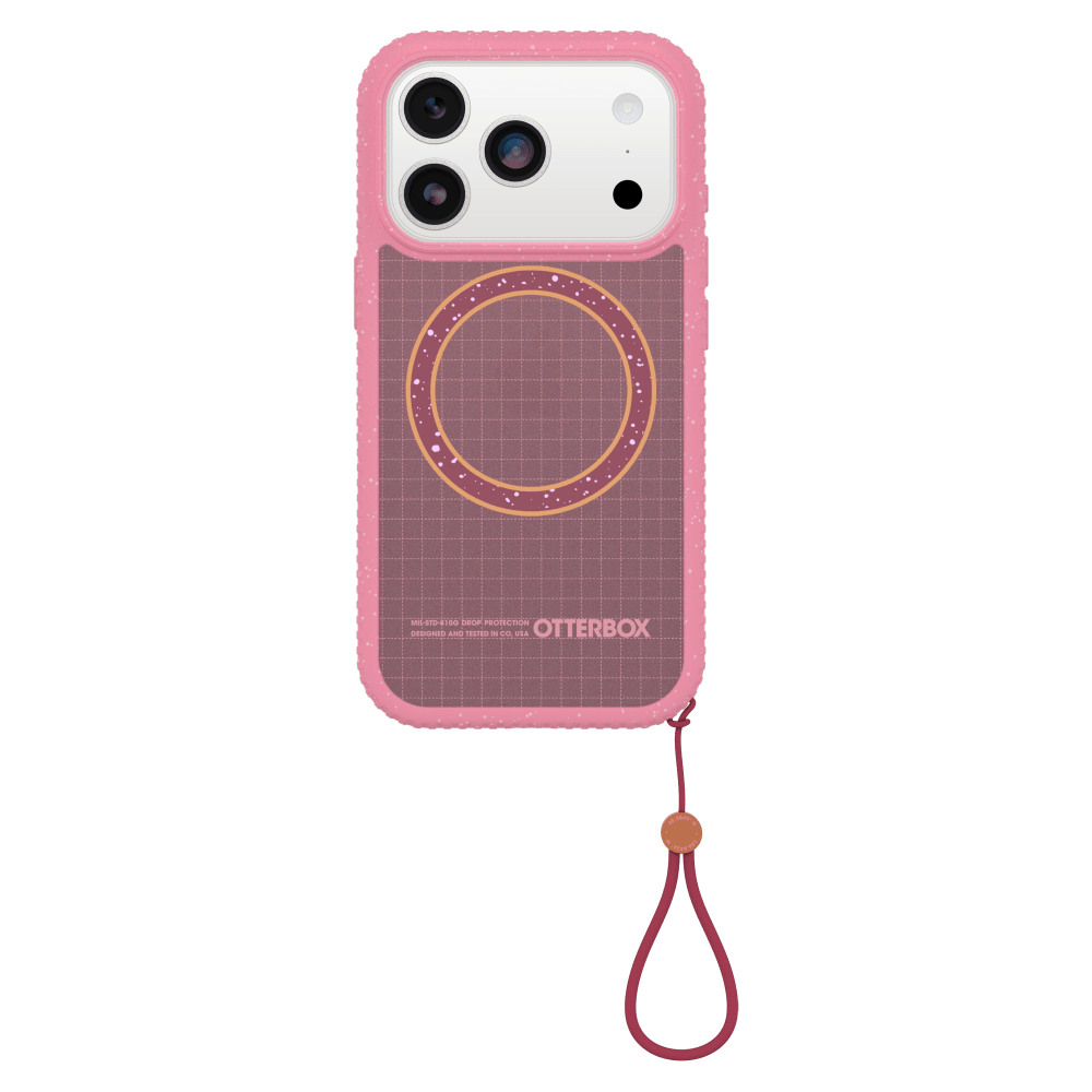 The OtterBox Sole Series features a grippy, high-ridge tread and unique ombré fabric back for secure style. It offers MagSafe compatibility and a removable lanyard loop.