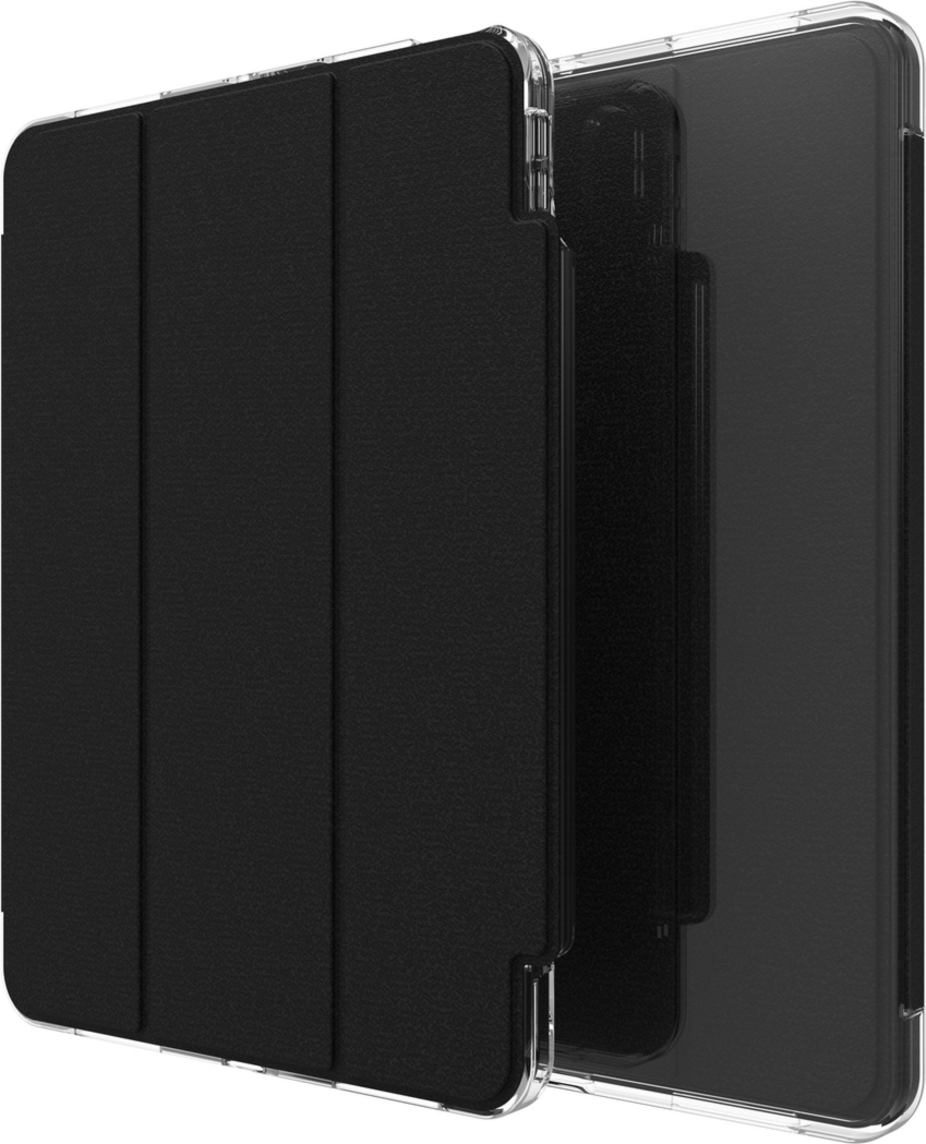 The ZAGG Crystal Palace Folio case for tablets provides 6.5ft of drop protection, featuring a built-in folio cover that protects the screen and converts into a stand.