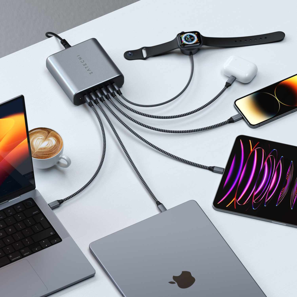 Satechi 200W USB-C 6-Port PD GaN Charger - Space Grey