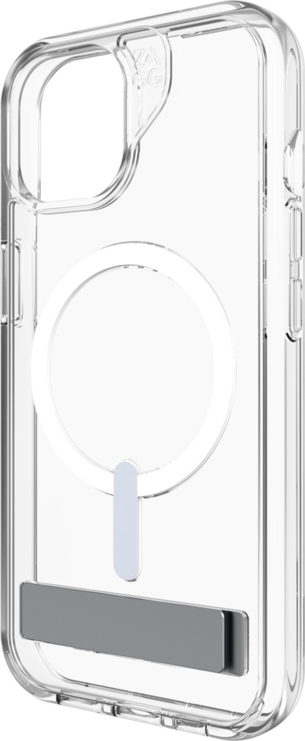 Strengthened with Graphene, ZAGG's Crystal Palace Snap series case with kickstand combines an ultra-slim, crystal-clear profile with up to 13 ft drop protection and seamless MagSafe compatibility.