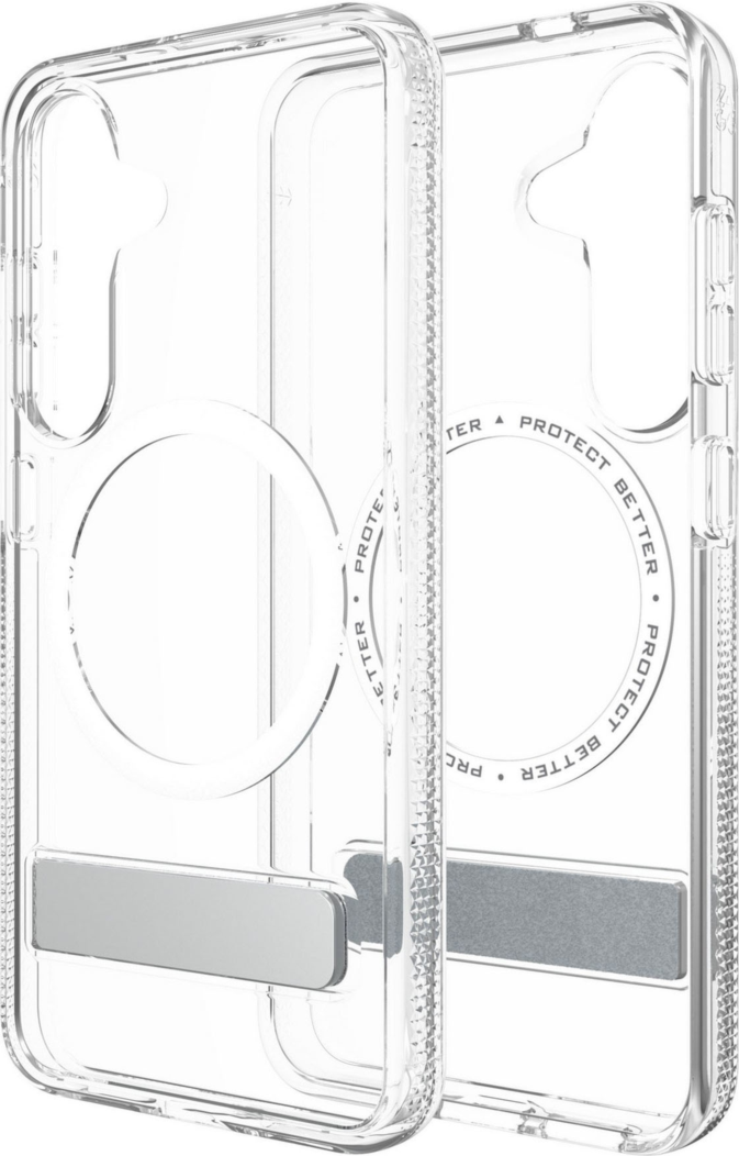 Strengthened with Graphene, ZAGG's Crystal Palace Snap series case with kickstand combines an ultra-slim, crystal-clear profile with up to 13 ft of drop protection.