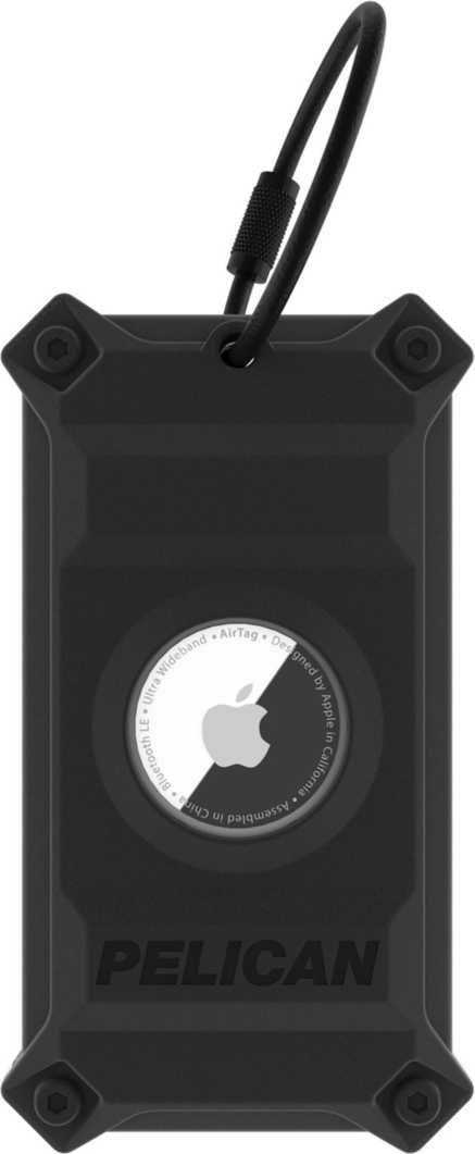 The Pelican Protector Luggage Tag offers rugged, military-grade protection for an AirTag and name card within its screw-secured, steel-reinforced hardshell with detachable stainless steel cable.