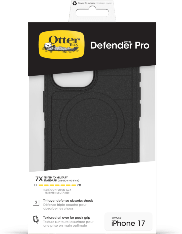 The OtterBox Defender Series Pro with MagSafe is the toughest case providing rugged protection against harsh drops. Equipped with MagSafe magnets and non-slip texturing.