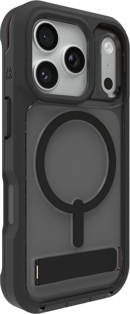 ZAGG - Rainier Snap MagSafe Case with Kickstand for Apple iPhone 17 Pro - Smoke Black