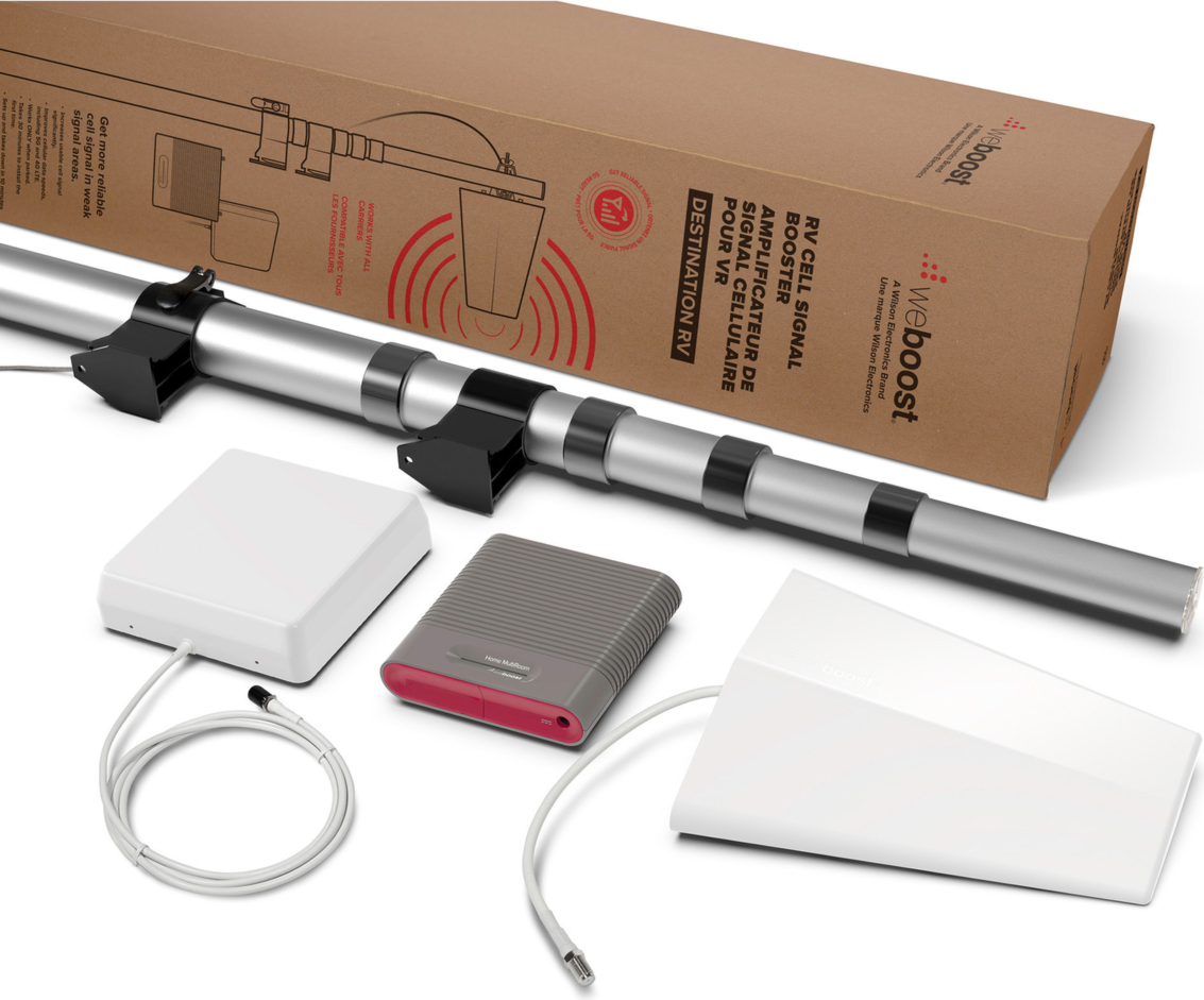 <p>The weBoost Destination RV is designed for large RVs, toy haulers, and trailers and delivers powerful cell signal when parked anywhere.</p>