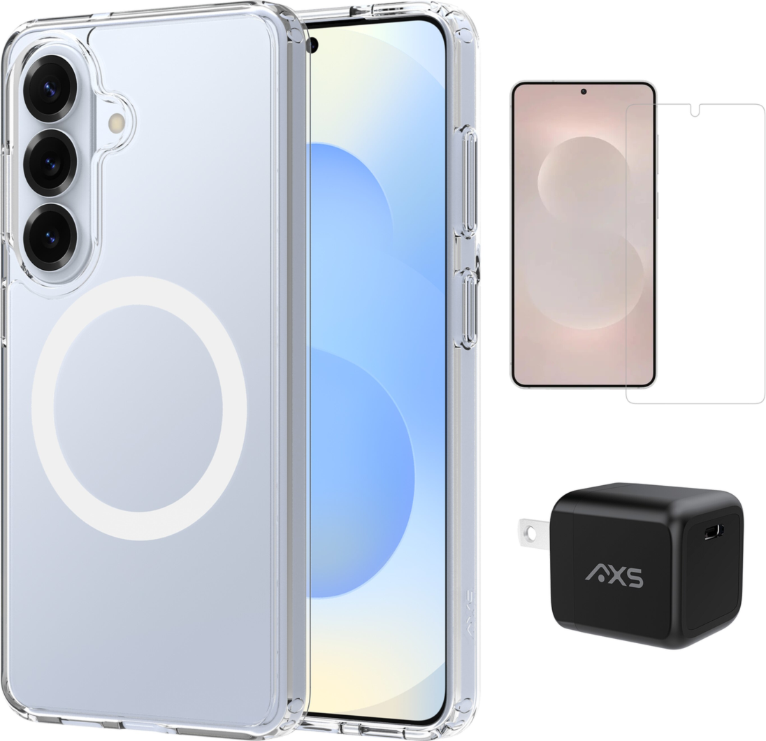 AXS Starter Kit | Ultra Clear MagSafe Case, Screen Protector and 30W Charger Samsung Galaxy S26