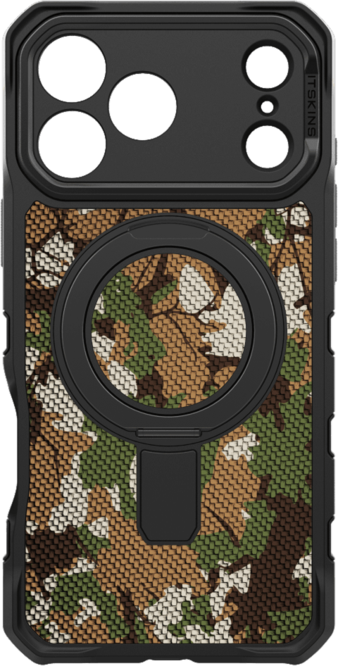 ITSKINS AP7XFONYLCAMG Étui Supreme R Stand en Nylon MagSafe Camouflage Vert pour iPhone 17 Pro