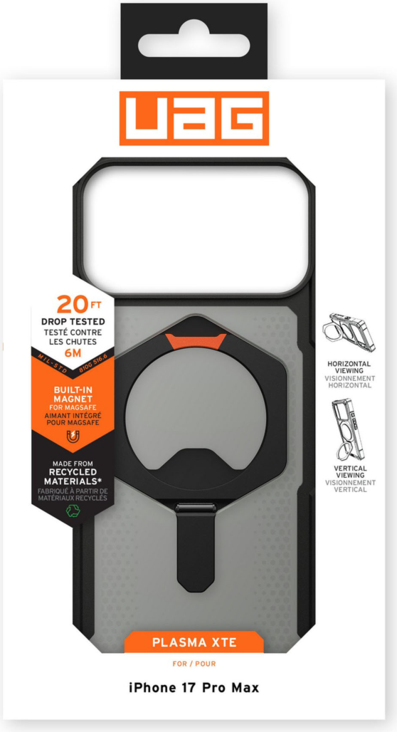 Urban Armor Gear (UAG) - Plasma XTE MagSafe Case for Apple iPhone 17 Pro Max - Black and Pop Orange