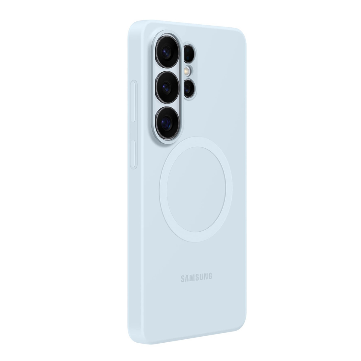 The Samsung Silicone Magnet Case offers a comfortable grip with a silky-smooth finish and a built-in magnet for seamless compatibility with magnetic charging and accessories.